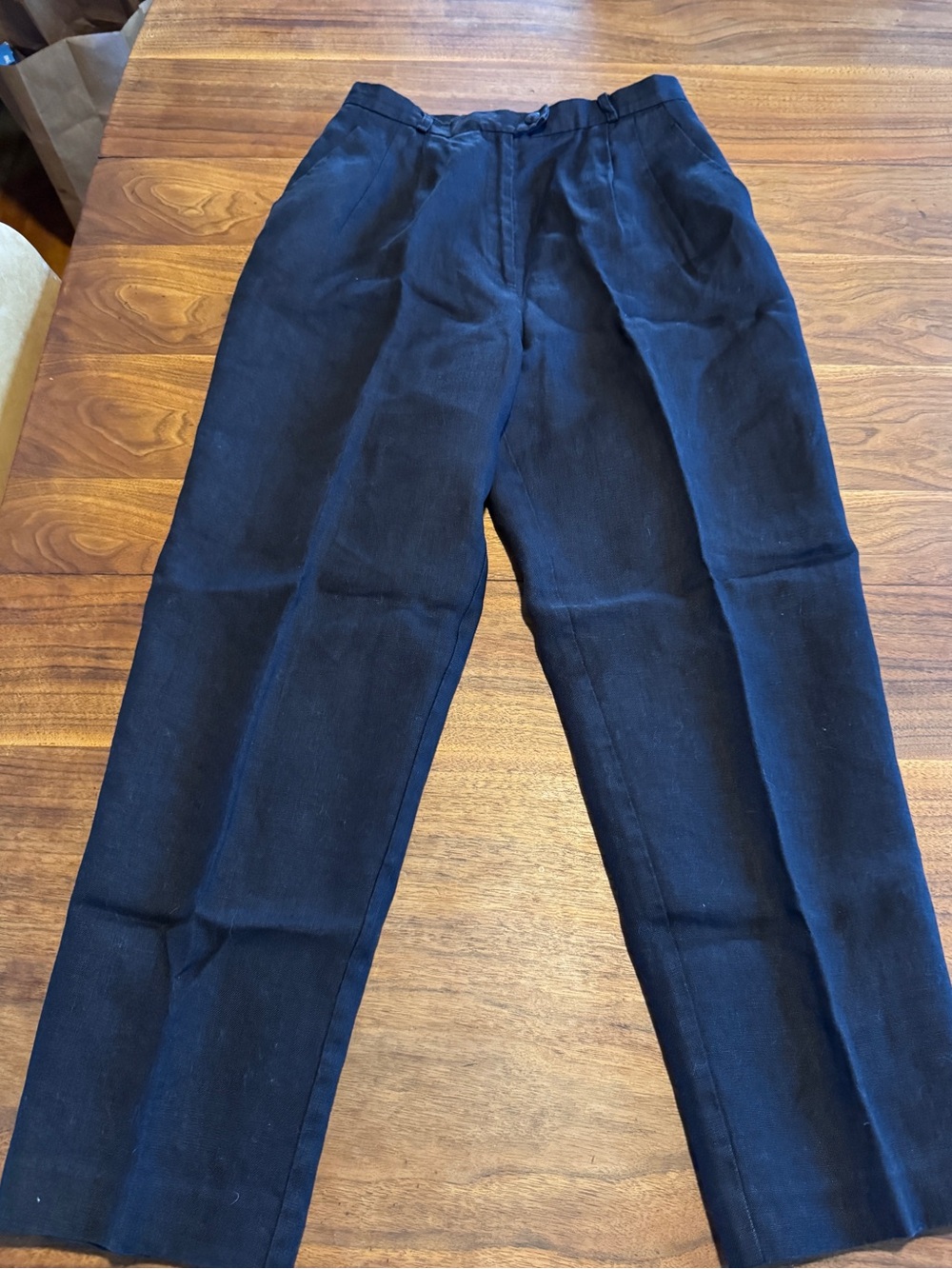 Talbots Petites Irish Linen Black Lined Trousers Pants in EUC, Sz 8 P Classic!